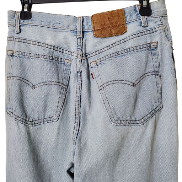 Vintage 90s Made USA Levi’s 501 Grunge Distressed Thrashed Light Wash 33x32 - Picture 6 of 11